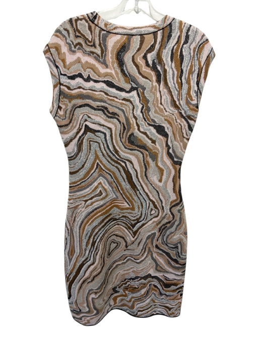 Missoni Size M / 44 Brown, Black & Beige Cotton Blend Metallic Thread Knit Dress Brown, Black & Beige / M / 44