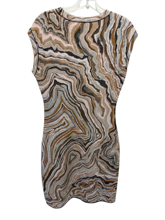 Missoni Size M / 44 Brown, Black & Beige Cotton Blend Metallic Thread Knit Dress Brown, Black & Beige / M / 44