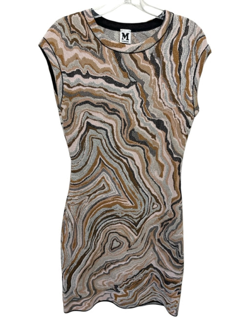 Missoni Size M / 44 Brown, Black & Beige Cotton Blend Metallic Thread Knit Dress Brown, Black & Beige / M / 44