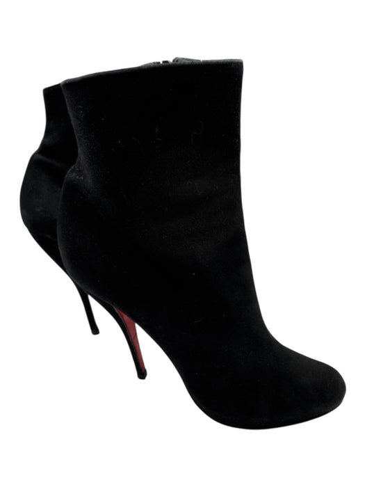 Christian Louboutin Shoe Size 42 Black Leather Stiletto Side Zip Suede Booties Black / 42