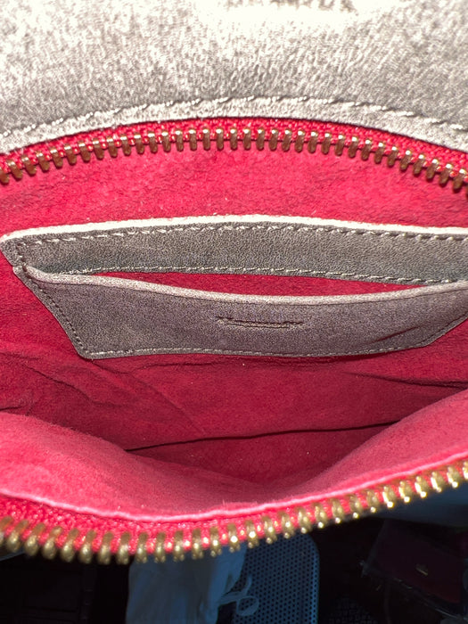 Hammitt Gray & Red Leather Suede Gold Hardware Zip closure Cross Body Bag