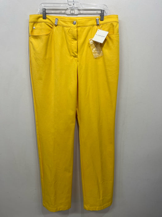 St John Sport Essentials Size XL Bright Yellow Cotton Blend Button Front Pants