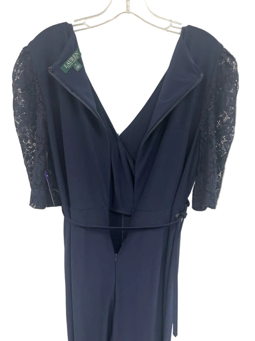 Lauren by Ralph Lauren Size 14 Navy Blue No Fabric Tag Back Zip Jumpsuit