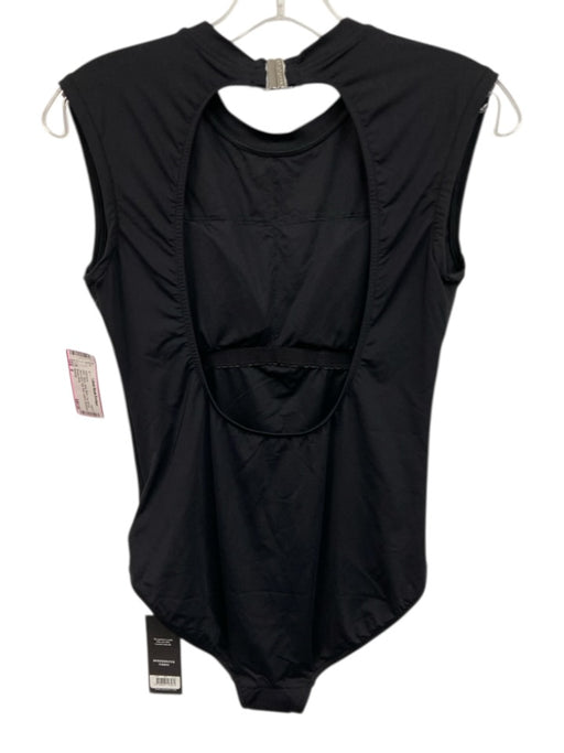 Seafolly Size 8 Black Nylon Blend Cap Sleeve Open Back High Rise cupped swimwear Black / 8