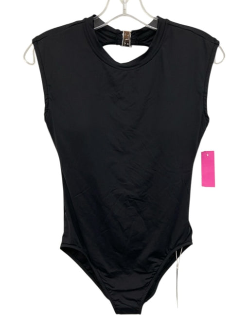 Seafolly Size 8 Black Nylon Blend Cap Sleeve Open Back High Rise cupped swimwear Black / 8