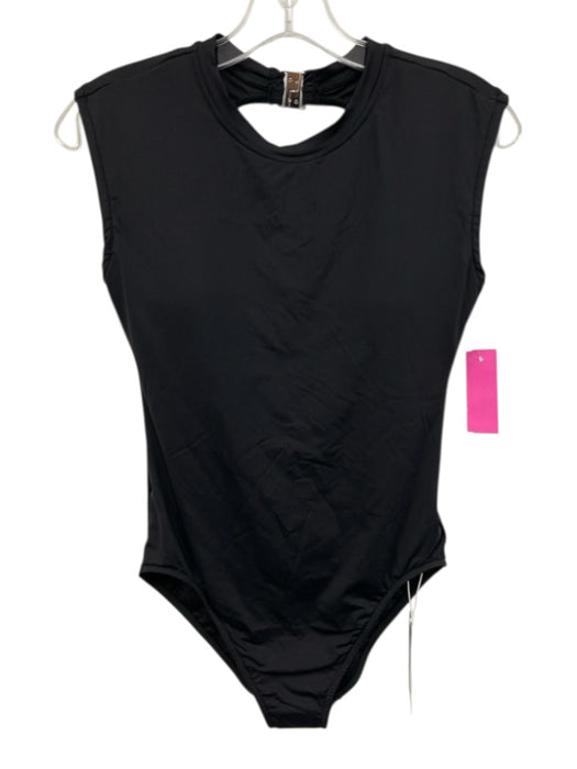 Seafolly Size 8 Black Nylon Blend Cap Sleeve Open Back High Rise cupped swimwear Black / 8