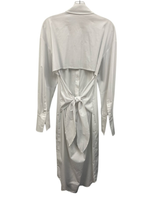 Simon Miller Size Medium White Cotton Blend Long Sleeve Button Front Midi Dress White / Medium