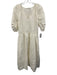 Everlane Size Small Cream White Flax Short Puff Sleeve V Neck Gathered Dress Cream White / Small