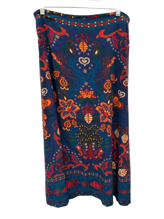 Farm Rio Size Medium Blue, Orange, Green Viscose High Rise Floral Side Zip Skirt Blue, Orange, Green / Medium