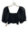 XiRENA Size Medium Black Cotton Short Puff Sleeve smocked Cropped Top Black / Medium