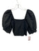 XiRENA Size Medium Black Cotton Short Puff Sleeve smocked Cropped Top Black / Medium