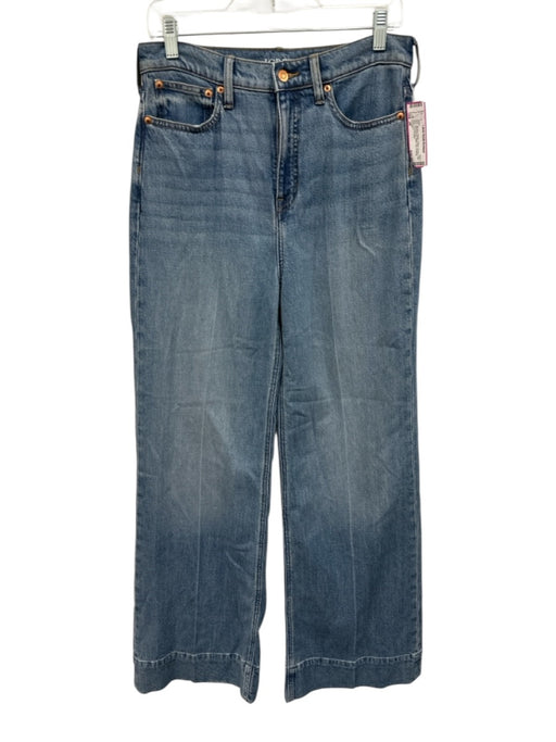 J Crew Size 28 Medium Wash Cotton Denim High Rise Whiskering Wide Leg Jeans Medium Wash / 28