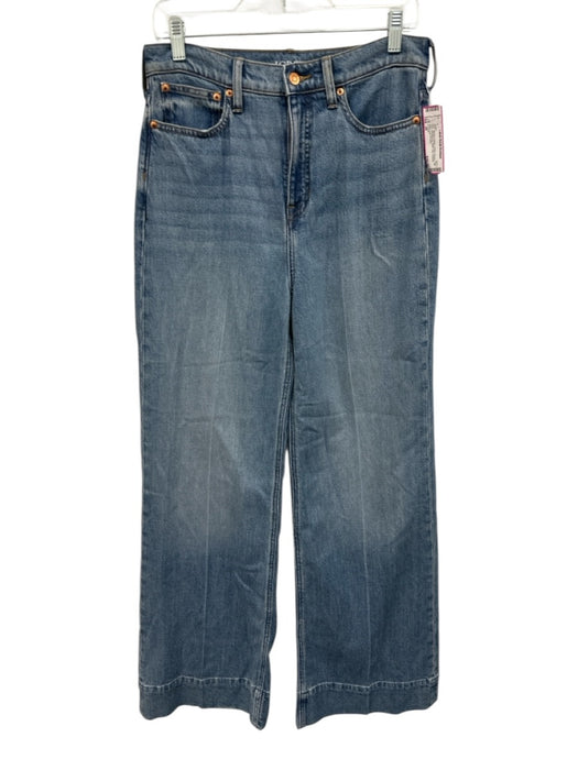 J Crew Size 28 Medium Wash Cotton Denim High Rise Whiskering Wide Leg Jeans Medium Wash / 28