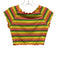 L Space Size Medium Orange, Pink, Green Polyester Blend Short Sleeve Striped Top Orange, Pink, Green / Medium