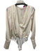 Favorite Daughter Size Medium Cream White Polyester Long Sleeve Satin Bodysuit Cream White / Medium