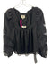 Tuckernuck Size Medium Black Polyester Long Sleeve Striped Sheer Square Neck Top Black / Medium