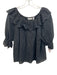 & Other Stories Size Medium Black Cotton Half Puff Sleeve Floral Embroidery Top Black / Medium
