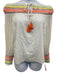 Alice + Olivia Size Medium White & Multi Cotton Half Sleeve Embroidered Top White & Multi / Medium