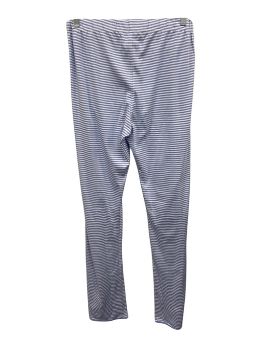 Lake Size Medium Blue & White Cotton Short Sleeve Striped Side Slit Pant Set Blue & White / Medium