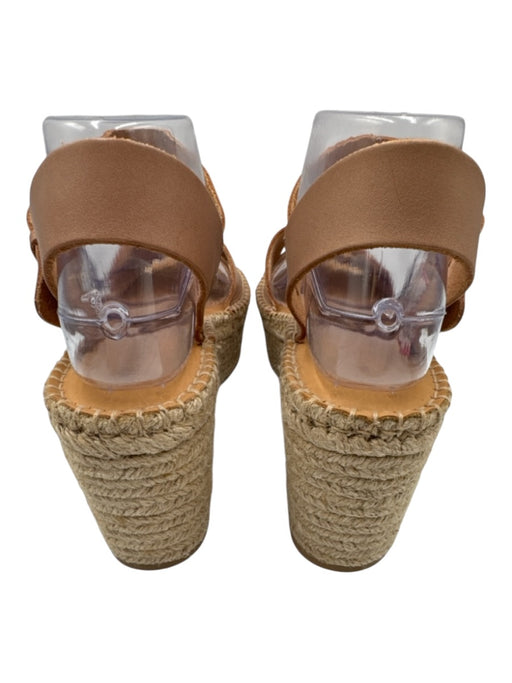 Soludos Shoe Size 10 Beige Leather Upper open toe Ankle Strap Wedge Espadrille Beige / 10