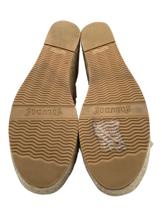 Soludos Shoe Size 10 Beige Leather Upper open toe Ankle Strap Wedge Espadrille Beige / 10