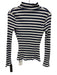 Veronica Beard Size S Blue & White Cotton Blend Striped Ribbed Mock Neck Top Blue & White / S