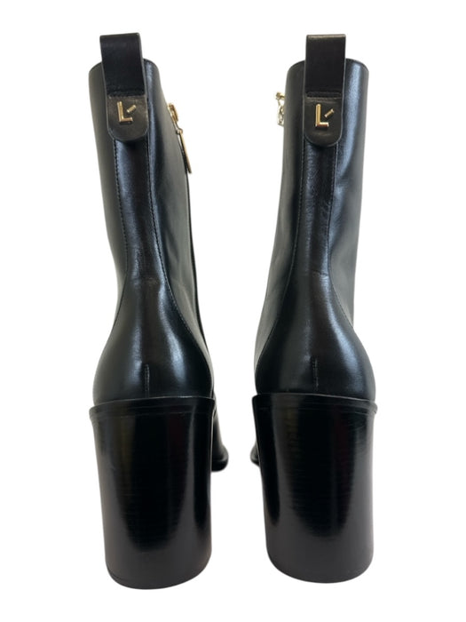Larroude Shoe Size 10 Black Leather Upper Side Zip Western Stacked Heel Boots Black / 10