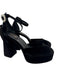 Larroude Shoe Size 10 Black textile upper Velvet Ankle Buckle Platform Pumps Black / 10