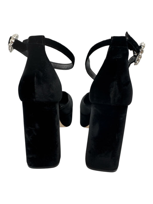 Larroude Shoe Size 10 Black textile upper Velvet Ankle Buckle Platform Pumps Black / 10