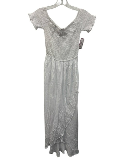 Tiare Hawaii Size One Size White Rayon Short Sleeve smocked Off Shoulder Dress White / One Size