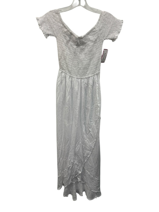 Tiare Hawaii Size One Size White Rayon Short Sleeve smocked Off Shoulder Dress White / One Size