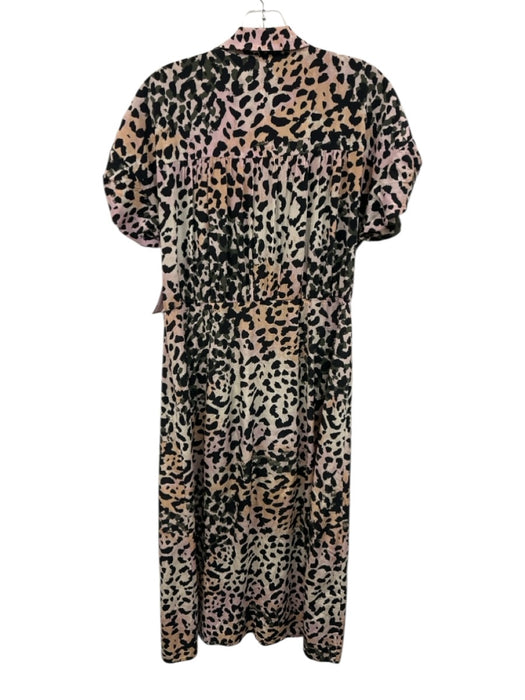 Veronica Beard Size 6 Black, Pink, Orange Silk Blend Cap Sleeve Leopard Dress Black, Pink, Orange / 6