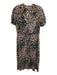 Veronica Beard Size 6 Black, Pink, Orange Silk Blend Cap Sleeve Leopard Dress Black, Pink, Orange / 6