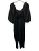 J Crew Size 6 Black Polyester Short Puff Sleeve Front Tie Elastic Waist Jumpsuit Black / 6