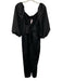 J Crew Size 6 Black Polyester Short Puff Sleeve Front Tie Elastic Waist Jumpsuit Black / 6