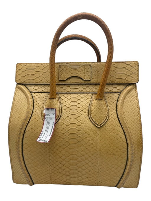 Celine Yellow Python Leather Zip Top Rolled Handles Bag Yellow / M