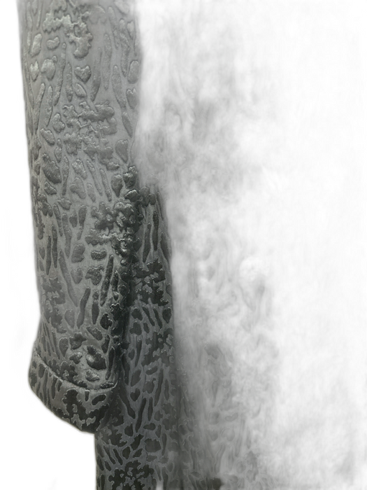 Saks Fifth Ave Size M Black Polyester Jacquard Animal Print Double Breasted Coat Black / M