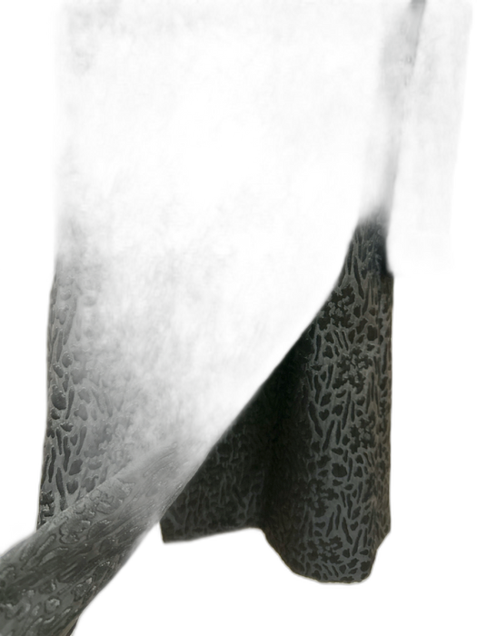 Saks Fifth Ave Size M Black Polyester Jacquard Animal Print Double Breasted Coat Black / M