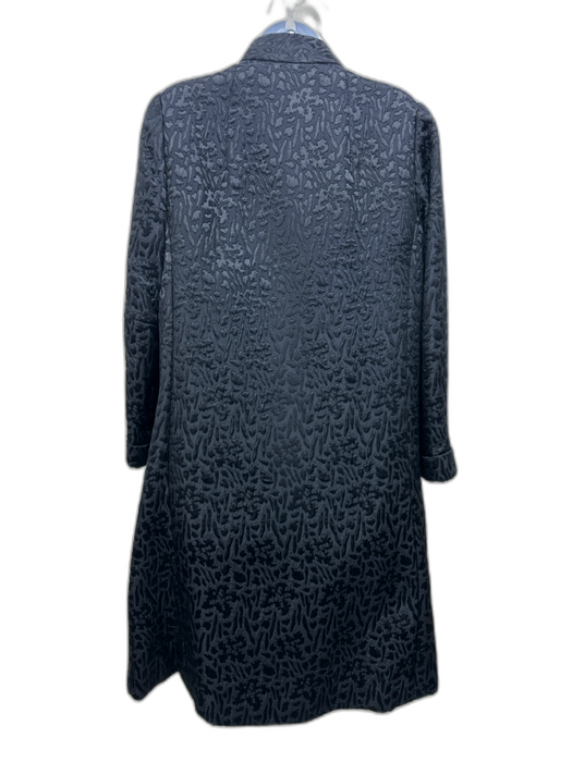 Saks Fifth Ave Size M Black Polyester Jacquard Animal Print Double Breasted Coat Black / M
