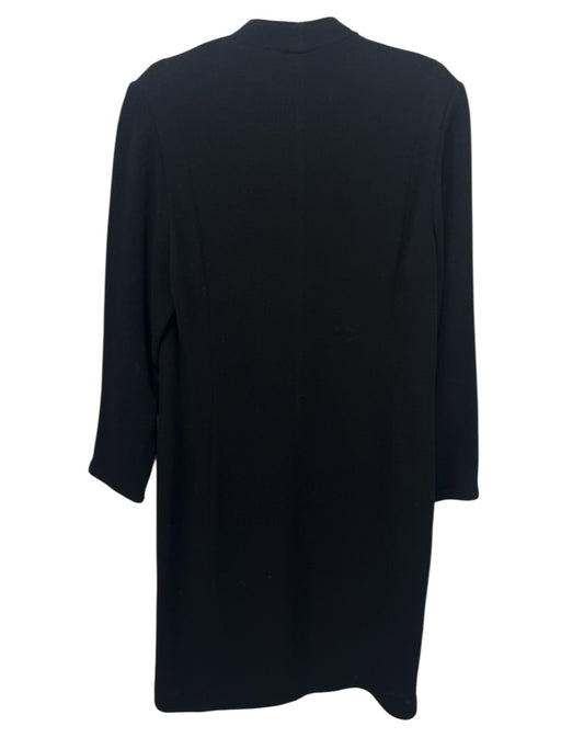 Valentino Miss V Size 10/44 Black Wool Blend Crepe Gold Button Detail Dress Black / 10/44