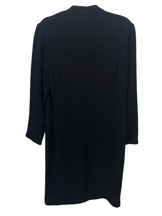 Valentino Miss V Size 10/44 Black Wool Blend Crepe Gold Button Detail Dress Black / 10/44