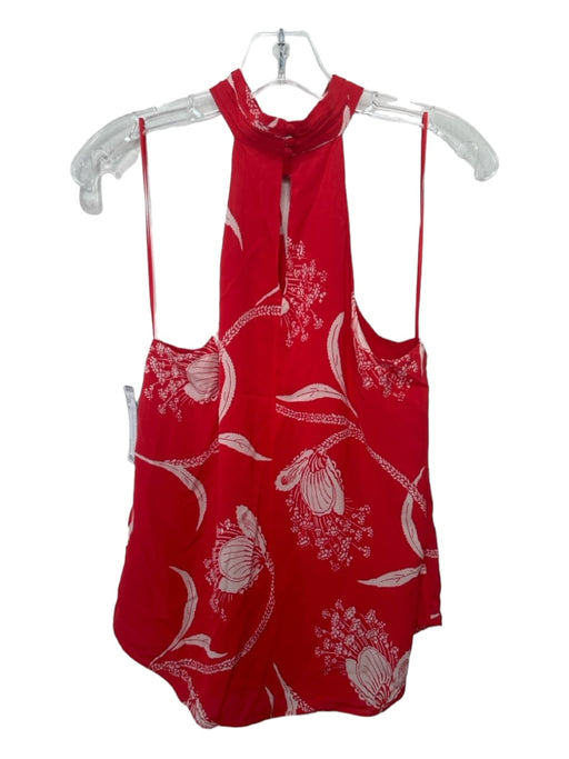 Joie Size S Red & White Viscose Floral Sleeveless keyhole front Twist Top Red & White / S