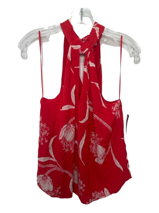 Joie Size S Red & White Viscose Floral Sleeveless keyhole front Twist Top Red & White / S