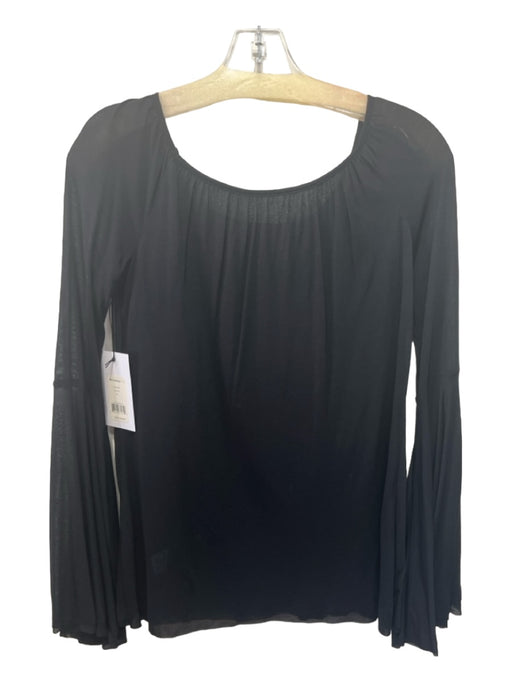 Baily 44 Size XS Black Modal Wide Neck Long Trumpet Sleeve Semi Sheer Top Black / XS