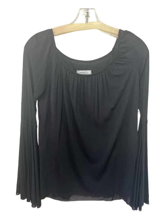 Baily 44 Size XS Black Modal Wide Neck Long Trumpet Sleeve Semi Sheer Top Black / XS