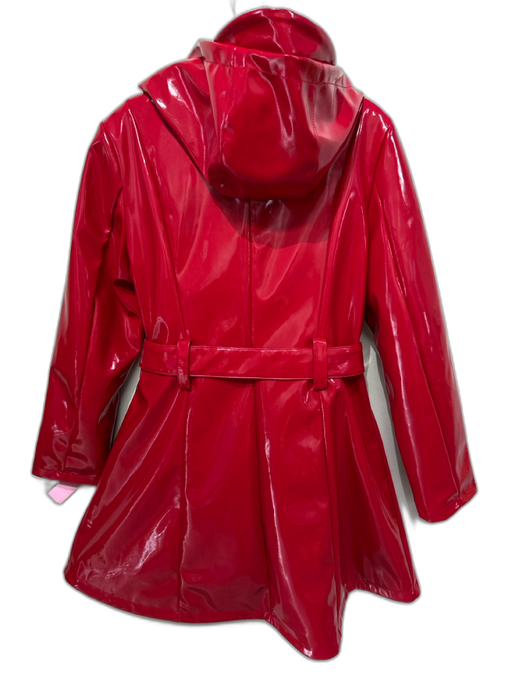 Kristen Fox Size S Red Polyurethane Waterproof Hood Zip Sash Coat Red / S