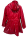 Kristen Fox Size S Red Polyurethane Waterproof Hood Zip Sash Coat Red / S