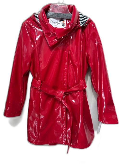 Kristen Fox Size S Red Polyurethane Waterproof Hood Zip Sash Coat Red / S