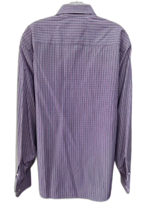 Bugatchi Size L Purple, White & Blue Cotton Plaid Button Down Long Sleeve Shirt Purple, White & Blue / L