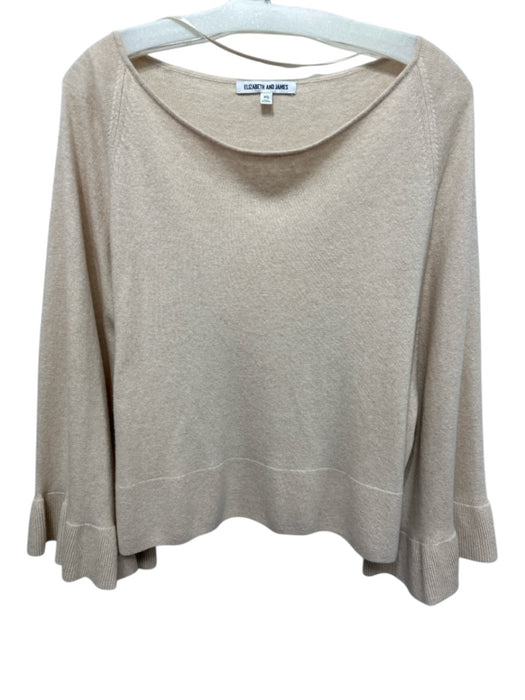 Elizabeth & James Size XS Cream Wool & Viscose Long Bell Sleeve Knit Sweater Cream / XS